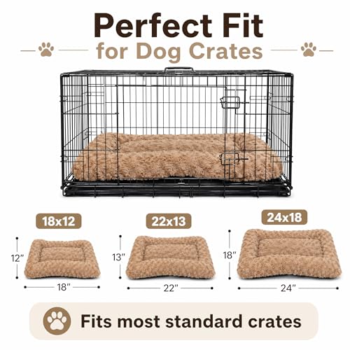 Image of Dog Crate Pad for Crate /Floor /Car for Small Dogs Washable | Non-Slip Dogs Pad for Crate,Soft Fluffy Dog Crate Pad,24 inchx18 inch Brown