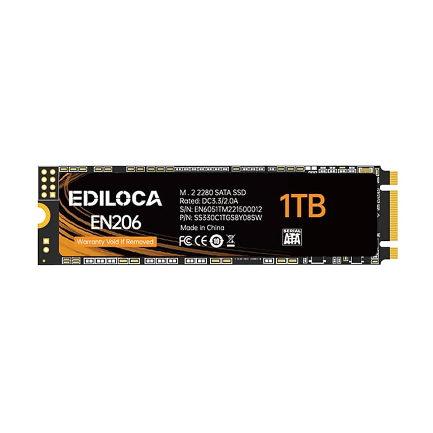 Ediloca EN206 1TB SSD M.2 SATA III 6Gb/s 3D TLC NAND, M.2