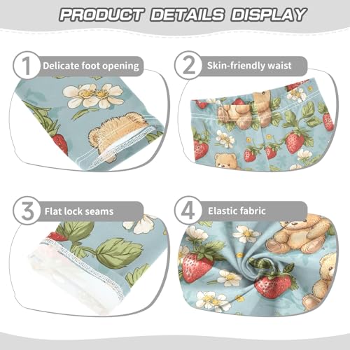 Bear Strawberry Flower Girls Leggings Athletic Pants Tights Stretch Bottom3