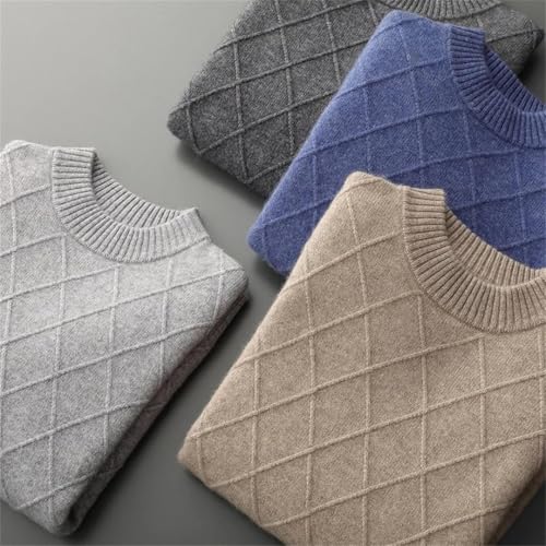 Men’S Thick Crew Neck Wool Sweater Soft Warm Comfortable Pullover Long Sleeve Casual Solid Color Jumper2