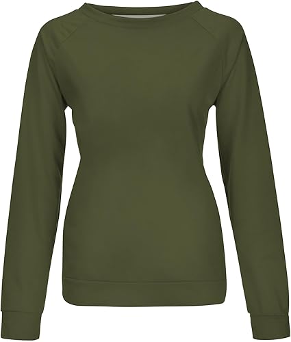 Miniatura 3 de PANOEGSN Sudaderas sencillas para mujer, cuello redondo, manga larga, casuales, lisas, modernas, para atletismo