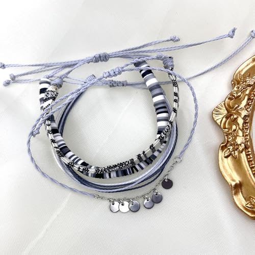 Image of Beach Summer Ankle Bracelet for Women Handmade Braided Adjustable String Anklets Waterproof Surfer Bracelet