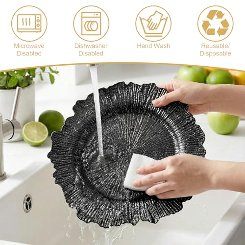 Platos cargadores reutilizables de plástico rizado 12 pulgadas miniatura 2