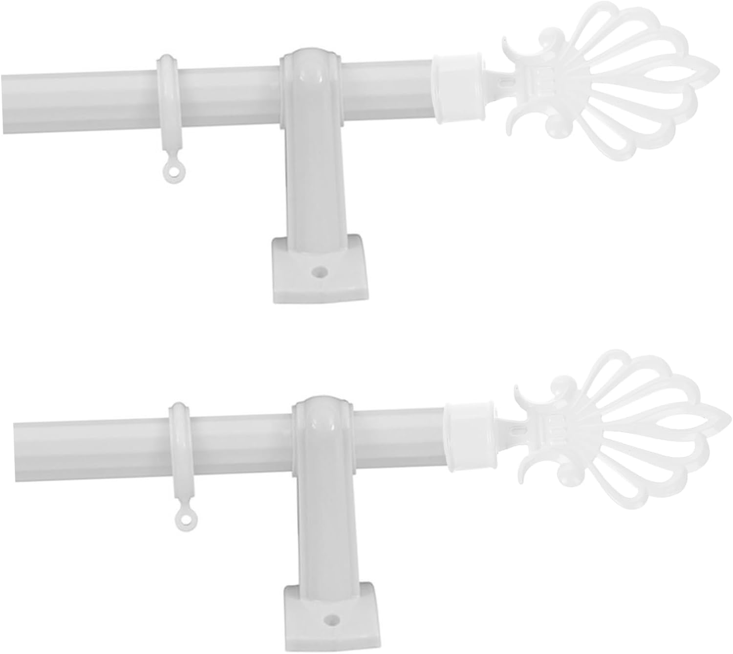 2pcs Elegant Curtain Rod Finials Decorative Crown End Caps for Window Treatment Stylish and Sturdy Design Easy Installation Fits Standard Curtain Rods Matte White Finish
