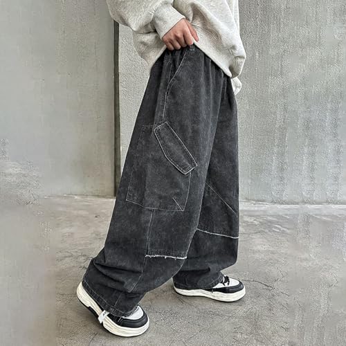 Tween Boys Baggy Jeans Kids Casual Loose Wide Leg Denim Pants with Pockets, Loose Elastic Waistband Jeans for Boys3