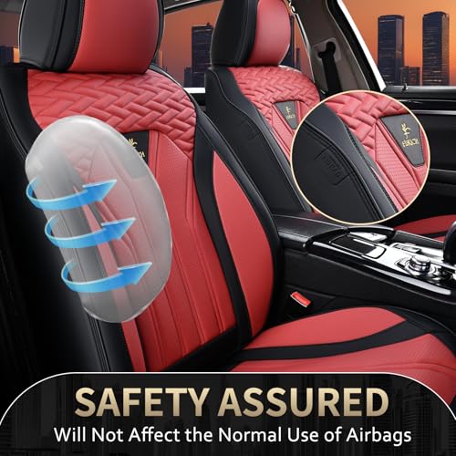 Image of FLORICH Seat Covers for Cars, Waterproof Automotive Seat Covers, Leather Car Seat Covers 2 Pack, Universal Front Seat Cushion Protector for Most Cars Trucks SUV-Black&Burgundy