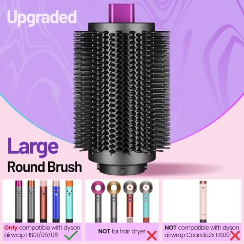 Image of Upgraded 3-INCH Large Round Brush for Dyson Airwrap Attachments | 3Inch Large Barrel, Round Volumizing Brush, for Dyson Air wrap Attachment, Flexible Bristles for Volume Smooth Curling, Rose