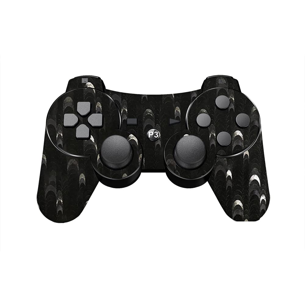 GADGETSWRAP Premium Material Skin Sticker Decal Compatible with PS3 Controller - Black Peacock Mosaic
