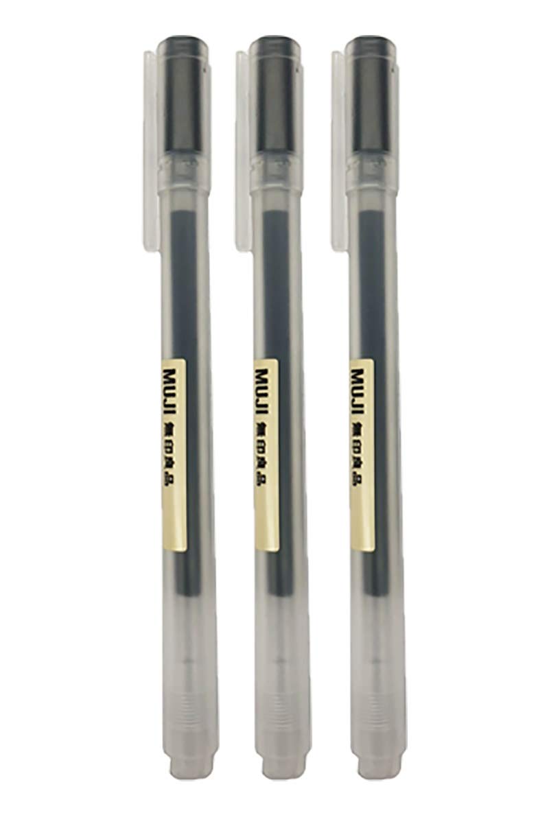 Muji Gel Ink Ball Point Pen, Black, 0.5mm, Pack of 3 (Japan Import