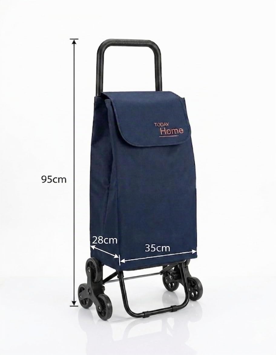 Carrello Spesa 42L con 2 Ruote per Scale + OMAGGIO 1 COPPIA DI 3 RUOTE per salire le scale, Pieghevole, Impermeabile, Leggero, Capacità 25 kg, Modello Re Marke