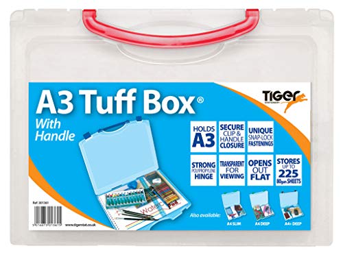 A3 Deep Clear Tuff Storage Box Multi-Purpose Organiser Utility File + HanDLe