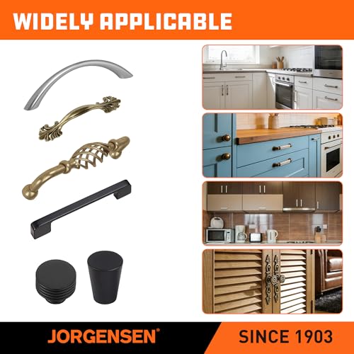 Image of JORGENSEN Cabinet Hardware Jig Tool - Aluminum Alloy & Double Scale Cabinet Handle Jig Template, Professional for Installing Door Drawer Front Knobs Handles & Pulls with 5mm Alignment Drilled Hole