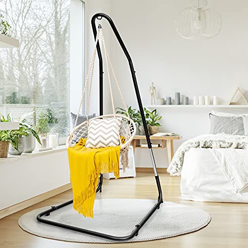 KOMFOTTEU Estructura de Hamaca Ajustable, Soporte para Silla Colgante con Carga de 150 kg, Marco de Metal con Ganchos, Resistente a la Intemperie, para Patio, Jardín, Dormitorio - imagen 2