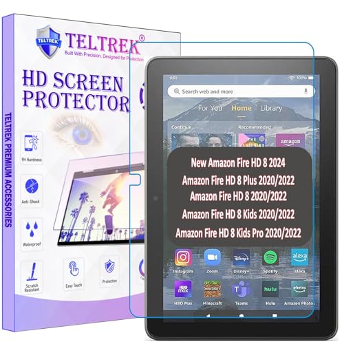 Image of Screen Guard Designed For New Amazon Fire HD 8 /HD 8 Plus /HD 8 Kids /HD 8 Kids Pro Tablet (14th & 12th & 10th Gen, 2024 /2022 /2020 8 Inch Nano Fiber PET Tempered Glass Screen Protector