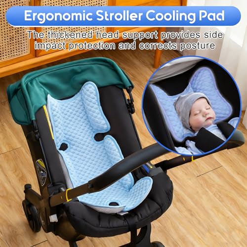Image of Baby Car Seat Cooling Pad, Mink Dot Carseat Cooler for Girls Boys, Stroller Cooling Cushion with 3D Breathable Mesh, Multifunctional Infant Insert Liner for Summer
