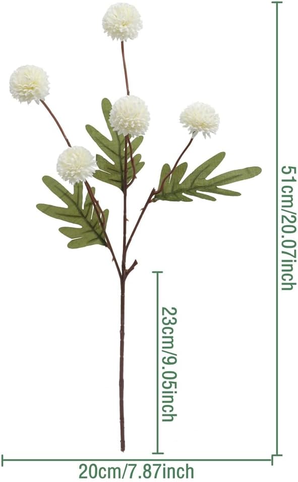 Artificial Flowers for Vases 20 Inch 10 Stems, Silk Dried Fake Mums Bouquet Indoor Faux Floral Arrangements for Decoration (White) - Image 7