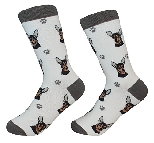 Chihuahua, black Socks - 200 Needle Count - Soft and Comfortable - Unisex, Tan, One Size Fits Most