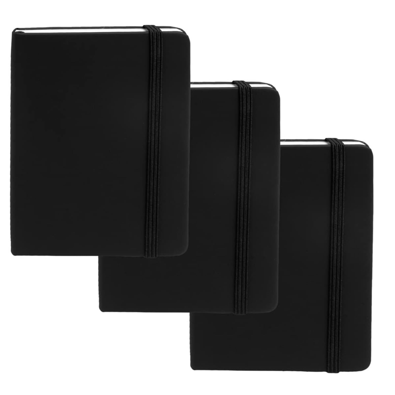 Simply Genius Pocket Notebook - A6, 3-Pack, Black Faux Leather Hardcover - College Ruled Mini Notebook with Cream Paper & Inner Pocket