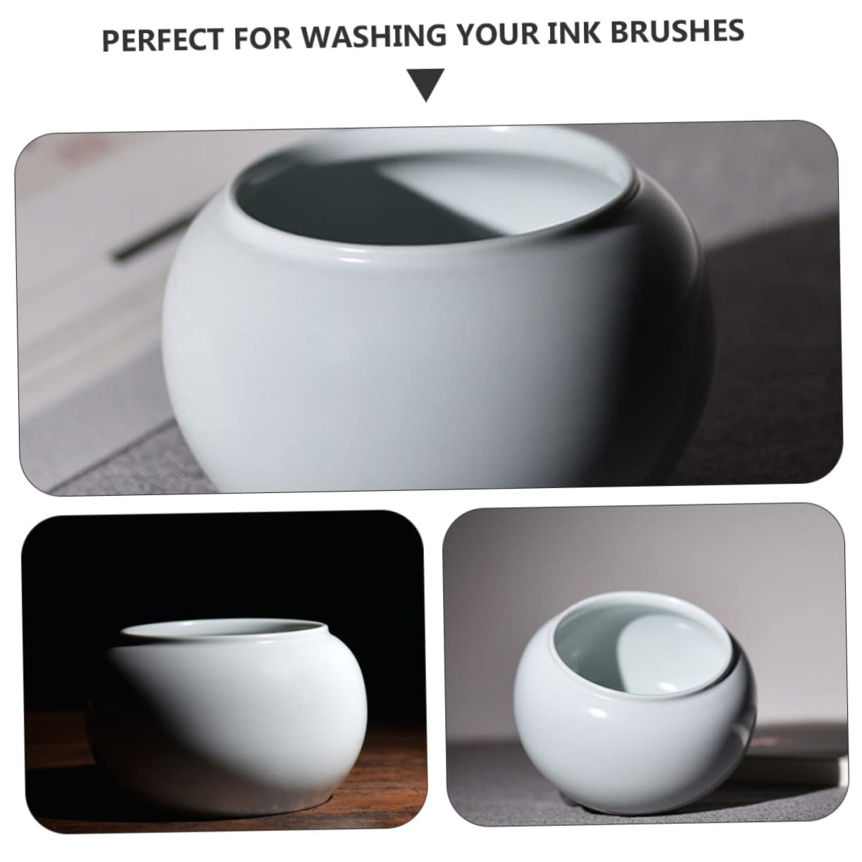Pot à Eau Céramique Blanc pour Lave-pinceaux Léger et Portable, pour Cérémonie du Thé et Calligraphie, Design Simple et Élégant