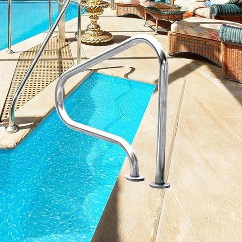 Pasamanos para piscina, barandilla de acero inoxidable, antideslizante, para decoración del hogar, seguridad de piscina, pasamanos de agua, plateado, resistente al óxido