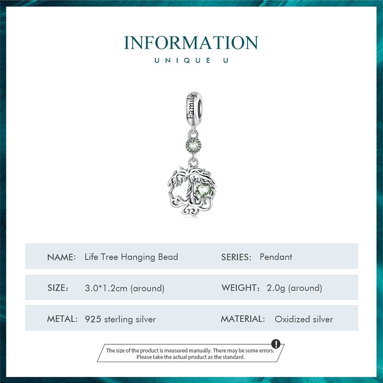 Dije de plata de ley 925 de árbol de la vida CMBSSTFC elegante para collares 4