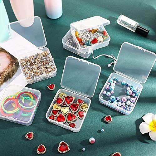 Image of 5 Pcs Plastic Jewelry Storage Containers, Mini Clear Square Box Empty Case with Lid for Earplugs, Jewelry, Hardware or Other Small Crafts Boxes and Organizers