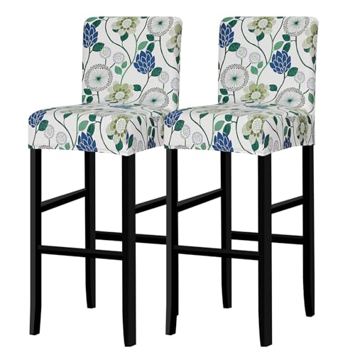 Image of Lellen Bar Stool Covers Set of 4- Jacquard Bar Stool Chair Cover with Backs,Barstool Covers Slipcovers,Stretch Barstool Seat Covers,Chair Protector Covers for Kitchen Dining Room Counter Island