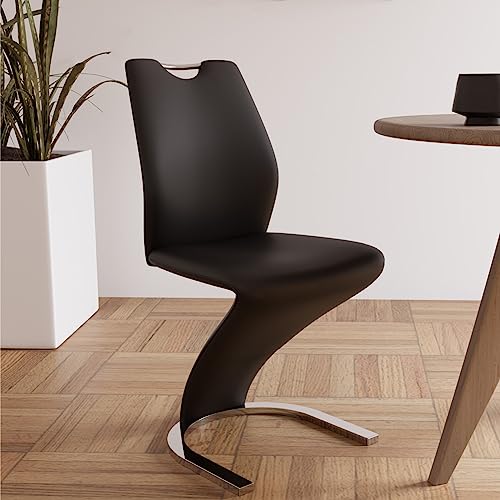 Hipihom Mermaid Dining Chairs Set Of 2,Modern Kitchen Dining Room Chairs Armless Upholstered Side Chairs In Pu Leather Cushion Seat And Sturdy Metal Legs,Black Set Of 2 Black Chairs #TOP1