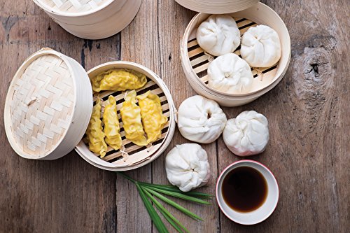 Helen's Asian Kitchen Vaporizador de alimentos Dim Sum com tampa, 10 cm, bambu natural