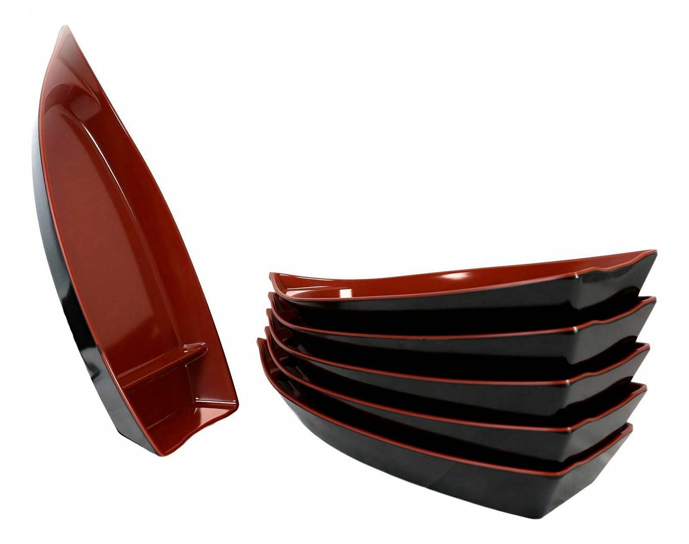 New Pack of 6 Plastic Lacquer Red Omakase Sushi Boat Serving Plate Platter 15" Long EB-7634GIF Unique Home Décor Birthdays InnaBest