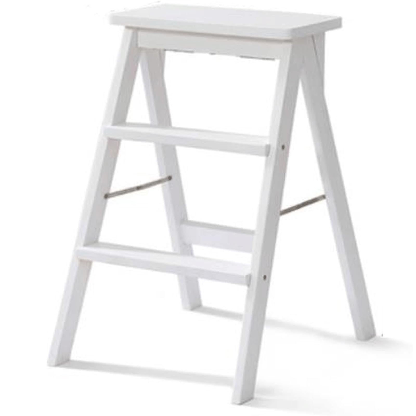 Scaletta in Legno massello 3 gradini Multifunzione 3 in 1 Sgabello da Bar Salire Gradino espositore Supporto per Fiori con Piattaforma allargata