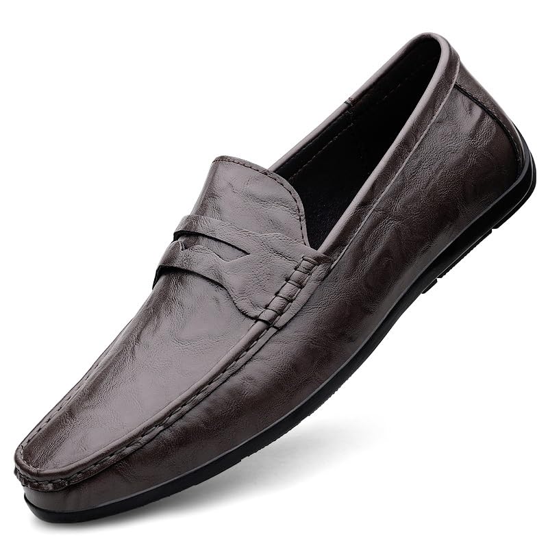 Mens Loafers Round Toe PU Leather Penny Loafers Anti-Slip Comfortable Flexible Party Slip-on