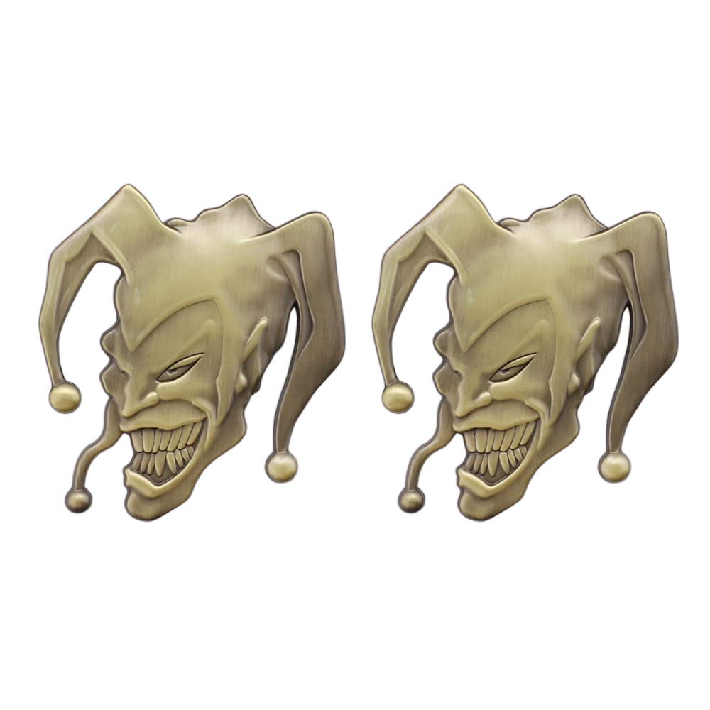 2 Emblemi Joker Teschio Clown In Metallo Per Auto - Adesivi 3D Parafango Posteriore - Rosso