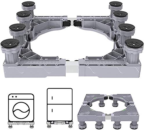 Kühlschrank Untergestell, Verstelbare 42-68 cm, Universal Antirutsch Antivibration Unterbau für Waschmaschine, Kühlschrank, Trockner Podest 8