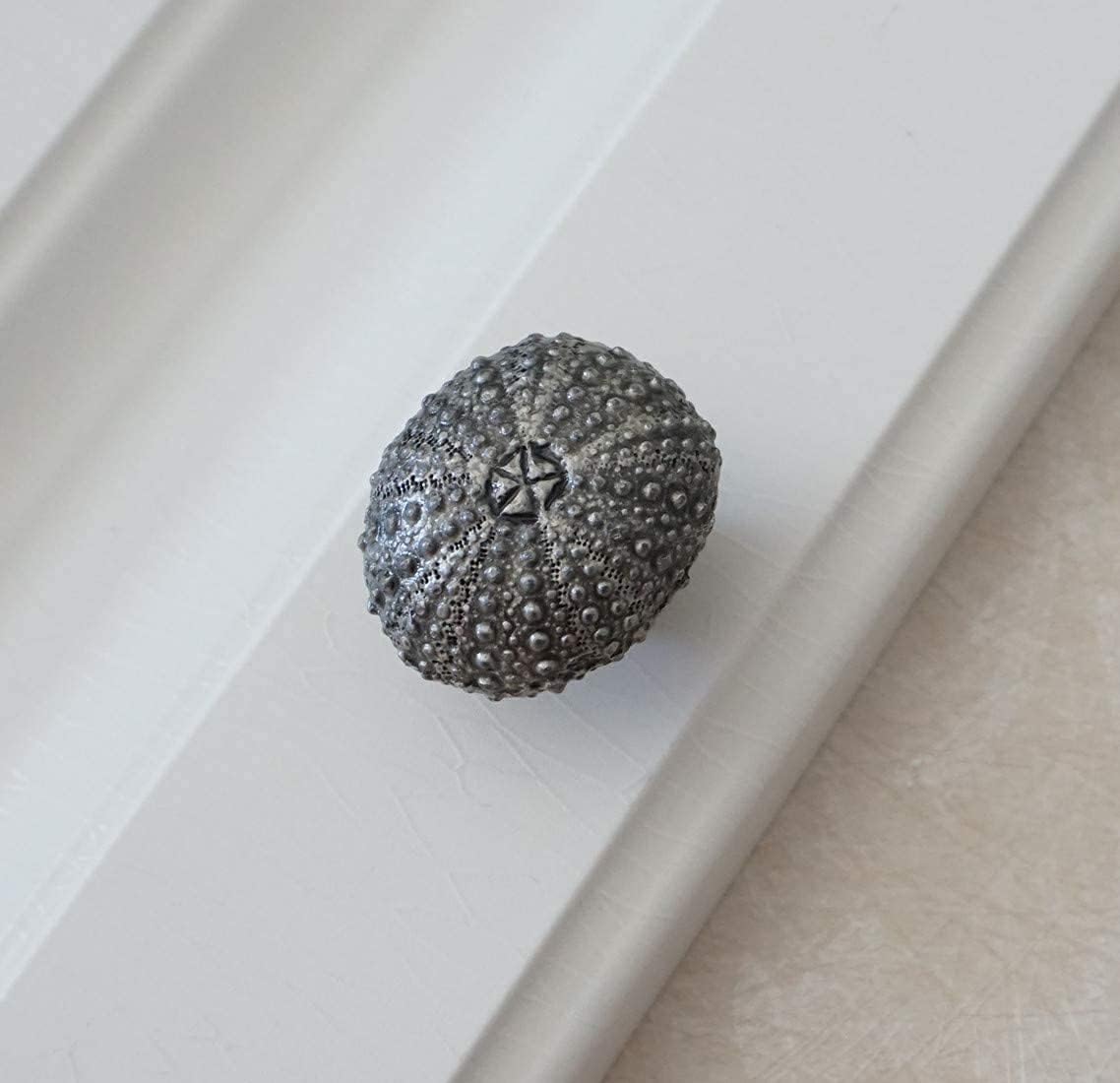 LBFEEL Pewter Cabinet Pulls Vintage Sea Urchin Cabinet Knob Handle Antique Silver Drawer Pull Sea Beach Style Dresser Knob Cupboard Pull Hardware (1 Piece, Antique Silver, sea Urchin)