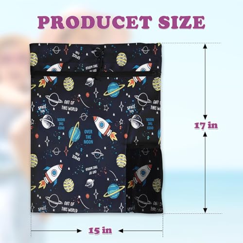Space Rocket Drawstring Backpack, 15” x 17” Waterproof Swim Bag for Beach Swimming Pool, Lightweight Foldable Gym Bag with Water Bottle Holder for Sports Travel2