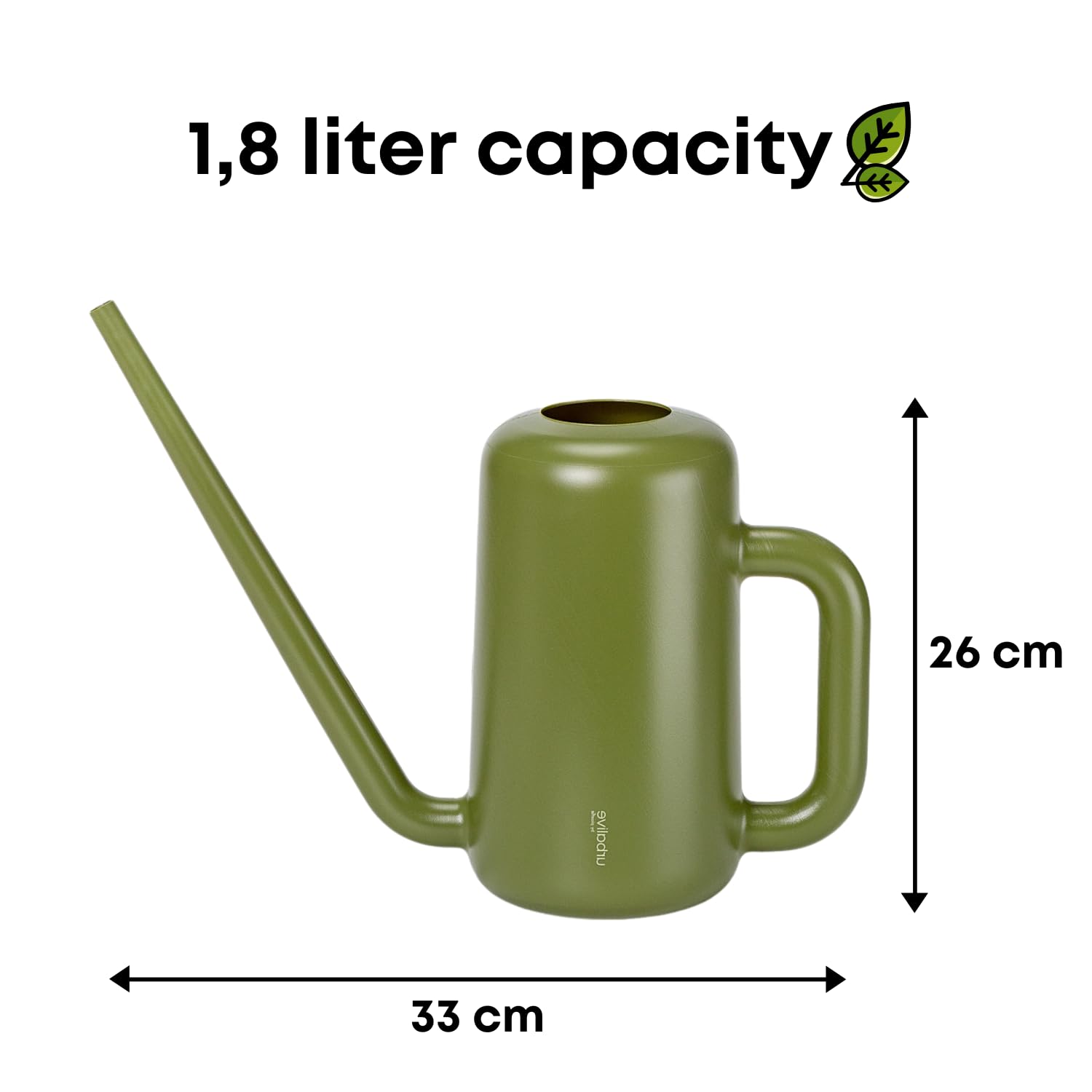 Plastia Regadera Pequeña para Plantas de Interior 1,8 L – Regadera Plantas con Pico Largo para Riego Fácil – Regaderas Jardín de Plástico, Verde