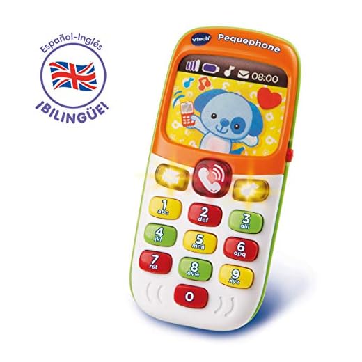 VTech Pequephone bilingüe, teléfono infantil con luces, sonidos y canciones en inglés y español, multicolor (80-138147)
