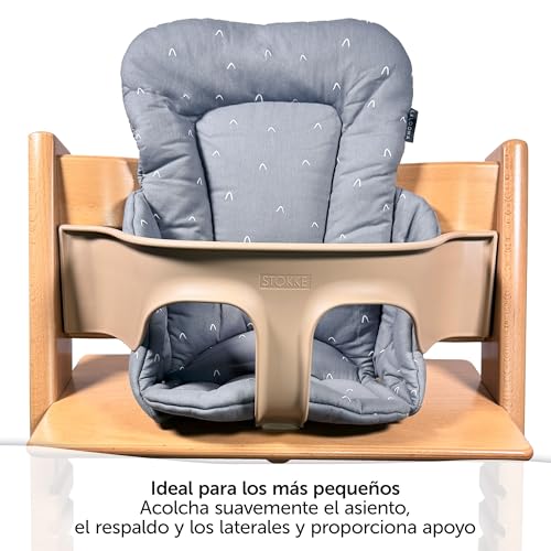 Miniatura 2 de Laloona Reductor Para Trona Bebe Stokke Tripp Trapp, Cojin Trona Madera Algodón, Reductor De Asiento Para Trona Evolutiva Oeko-Tex 100, No Irrita La Piel, Lavable - Gris