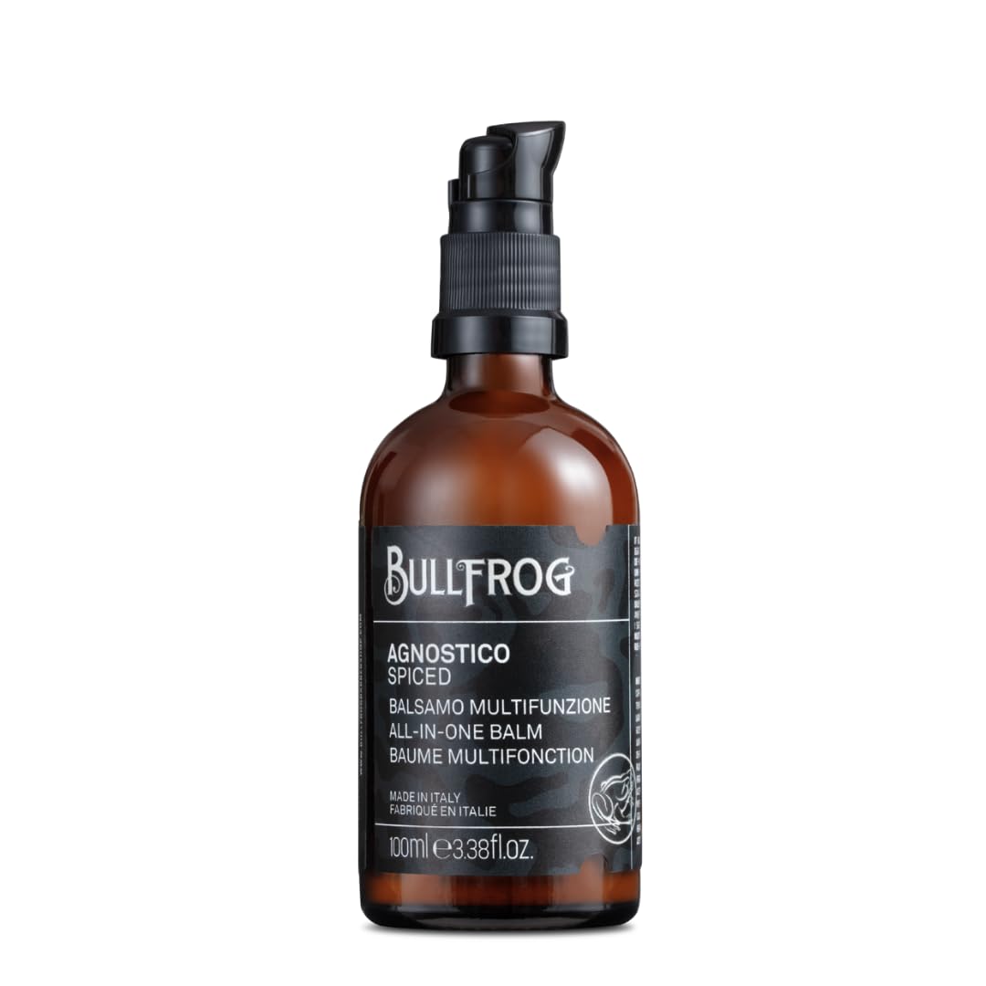 Bullfrog - Agnostique Spiced Baume Multifonction Barbe et Cheveux, crème baume à l’anis, poivre rose et gingembre, nourrit, hydrate, apaise la peau, protège contre les irritations, 100 ml