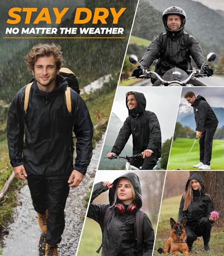 Image of TLN Waterproof Raincoat for Men | Lightweight & Durable Rain Jacket with Hood | Windproof & Breathable | Travel-Friendly, Bike & Motorcycle Use | Full-Length