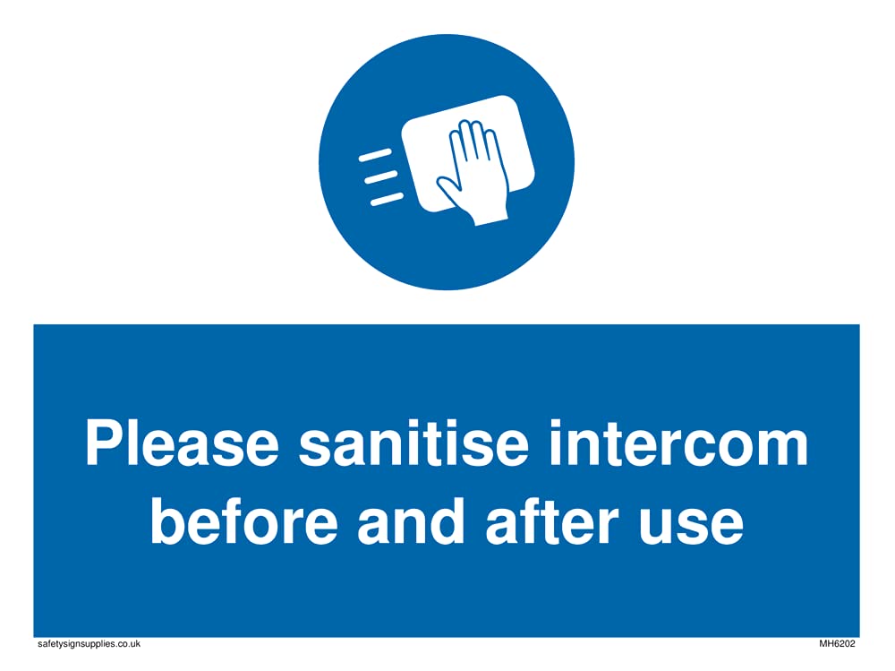 Pack of five - Please sanitise intercom before and after use Sign - 200x150mm - A5L