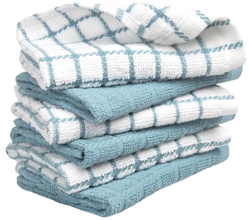 Image of Bumble Dish Cloths (6 Pack) | 12 inch x 12 inch | 100% Cotton Kitchen Towels | 405 GSM | Soft, Highly Absorbent & Durable Dish Towels for Kitchen | Aqua