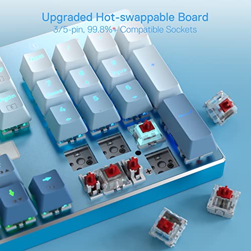 Image of Redragon K556 SE RGB LED Backlit Wired Mechanical Gaming Keyboard, Aluminum Base, 104 Keys Upgraded Socket, 3.5mm Sound Absorbing Foams, Hot-Swap Linear Quiet Red Switch, Gradient Blue