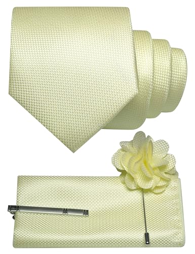 Image of JEMYGINS Mens Tie and Lapel Pin with Pocket Square Tie Clip Sets for Casual and Business 4PCS