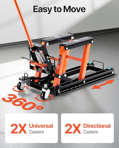 Image of VEVOR Hydraulic Motorcycle Lift Jack 1500 LBS Capacity ATV Scissor Lift Jack Portable Motorcycle Lift Table with 4 Wheels Hydraulic Foot-Operated Hoist Stand for Motorcycle ATV UTV Powersports | Portable Motorcycle Lift Table with 4 Wheels, Hydraulic Foot-Operated Hoist Stand for ATV UTV Powersports
