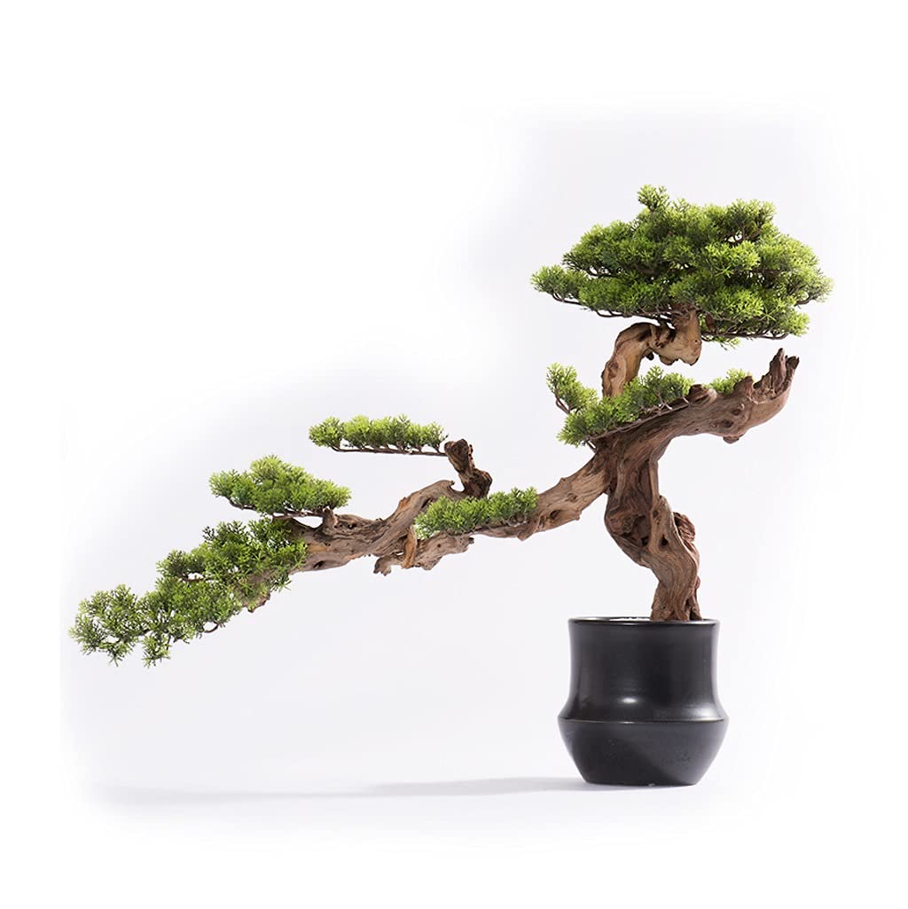 IUokLU Simulation Tree Artificial Tree Bonsai Simulation Welcome Pine Living Room Decoration Chinese Classical Art Ceramic Flower Pot Silicone Simulation Leaves Home Office Artificial Bonsai Tree