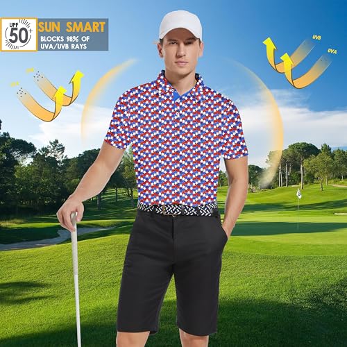 Image of Mens Golf Polo Shirt Moisture Wicking Dry Fit Performance Athletic Summer Short Sleeve Golf Shirts for Men
