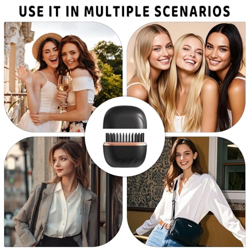 Plancha de Pelo Portátil Mini Eléctrica, Peine Alisador sin Cable para Viaje, Peine Caliente Recargable con 3 Niveles de Temperatura (Negro, 1 Unidad) miniatura 7