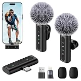 JCHIEN Wireless Microphone for iPhone/Android Phone - Professional Mini Lavalier Mic for Podcast Content Creator, Magnetic Lapel Microphones for Vlog Video Recording & Live Streaming